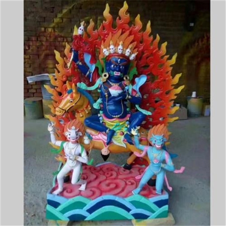 大型藏传铜佛像雕塑 彩绘神像铜雕塑 贴金藏佛摆件