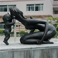 一家三口人纯铜雕塑 亲子人物铜雕  景区公园人物来图定制