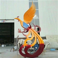 不锈钢凤凰雕塑 大型抽象凤凰不锈钢雕塑