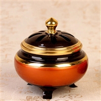 小型三足铜香炉雕塑 室内装饰纯铜香炉 家庭办公室内桌摆