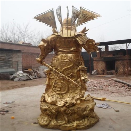 彩绘纯铜关公雕塑 铸铜关公桌摆 关公铜雕塑世隆制作