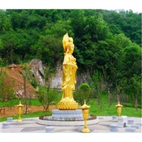 小型观音菩萨雕塑桌摆  鎏金铜菩萨佛像 观音铜佛像