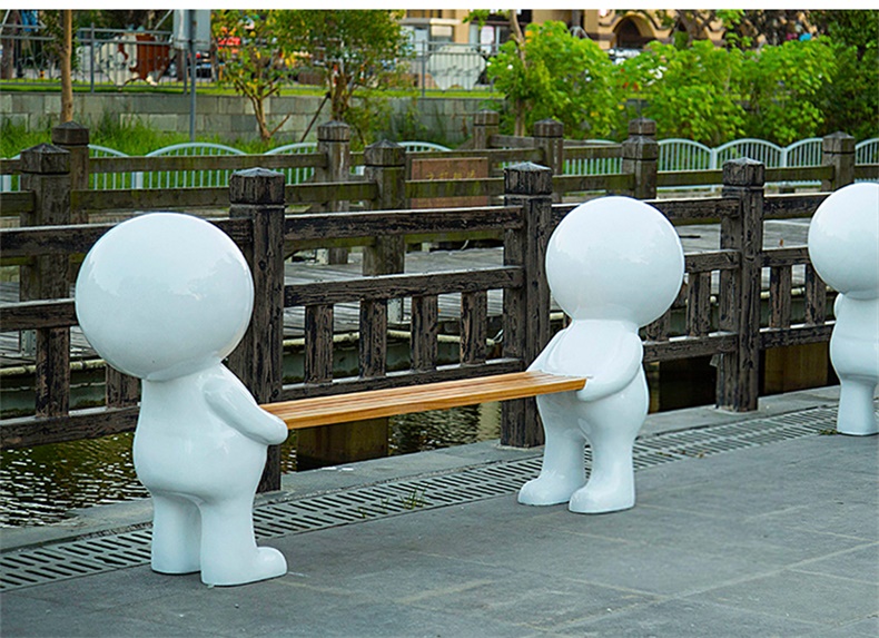 玻璃钢座椅卡通小白人户外公园创意长椅商场休闲椅儿童区坐凳