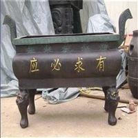 有求必应铜香炉 寺庙景区黄铜烧香器具 制作大型铜香炉