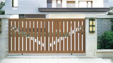 内置电机铝艺大门定制 内藏式铜门 内藏式无轨庭院门