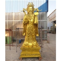 寺庙供奉彩绘纯铜财神雕塑 鎏金铜财神雕像 景区铜财神雕塑