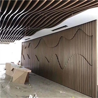 写字楼波浪形铝方通吊顶-墙身背景造型铝板装饰