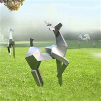 几何切面不锈钢鹿雕塑，不锈钢梅花鹿雕塑