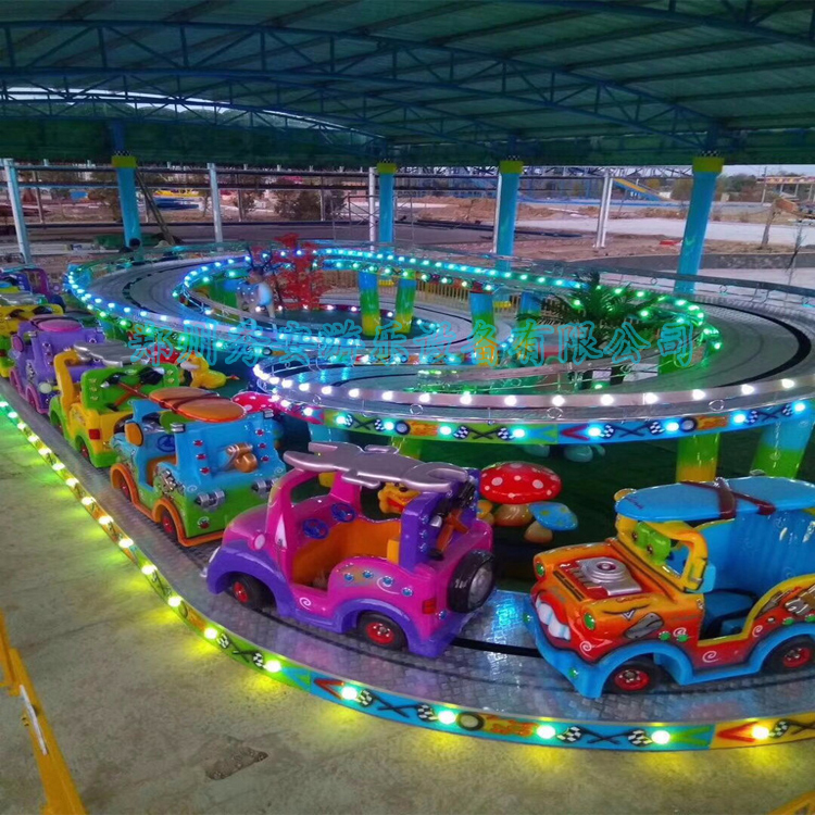 儿童游乐园设备迷你穿梭轨道小火车10车20人爬山车双圈单环