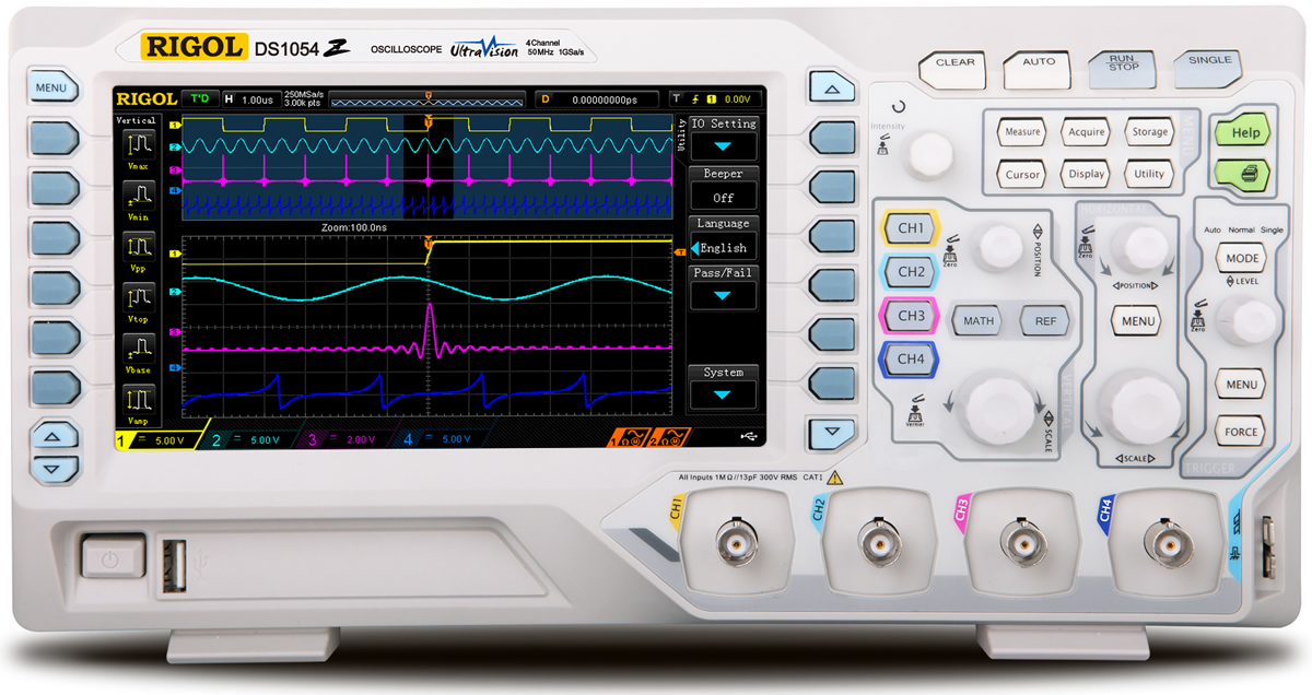 普源数字示波器ds1054z四通道50m带宽dpo荧光