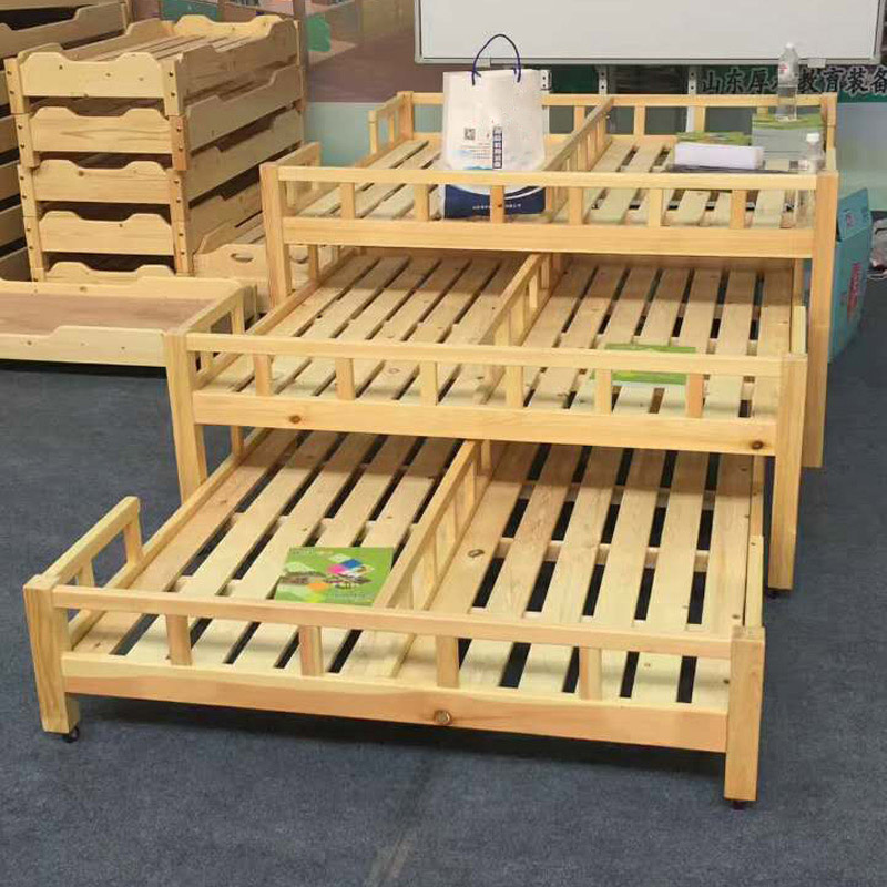 幼儿园床厂家直销 幼儿园实木专用 三层六人推拉床