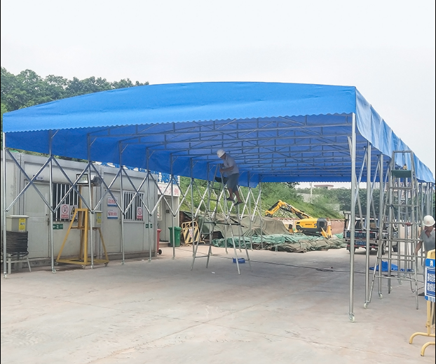 移动推拉棚户外仓库电动推拉蓬手动活动篷折叠伸缩雨棚厂区仓储棚