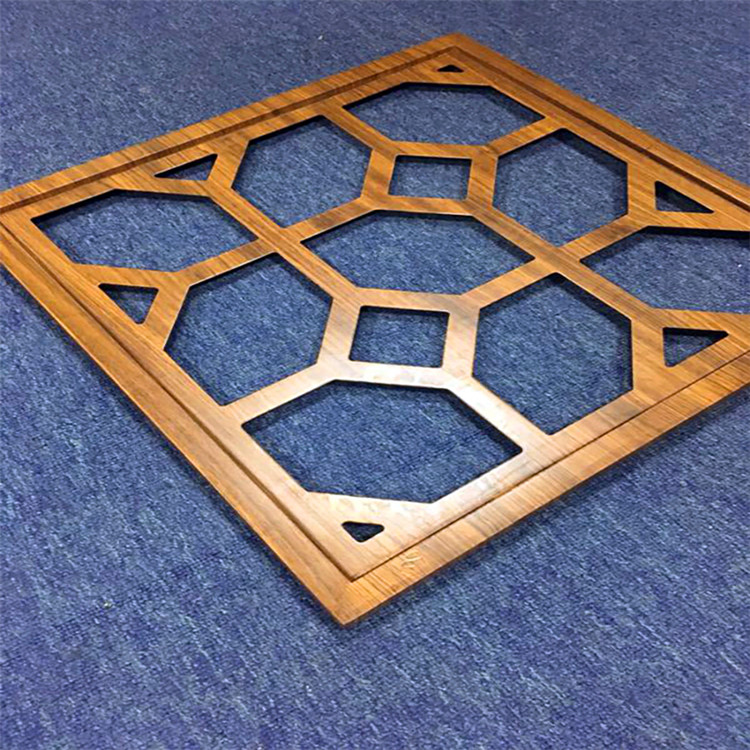 木纹铝窗花-复古铝花格