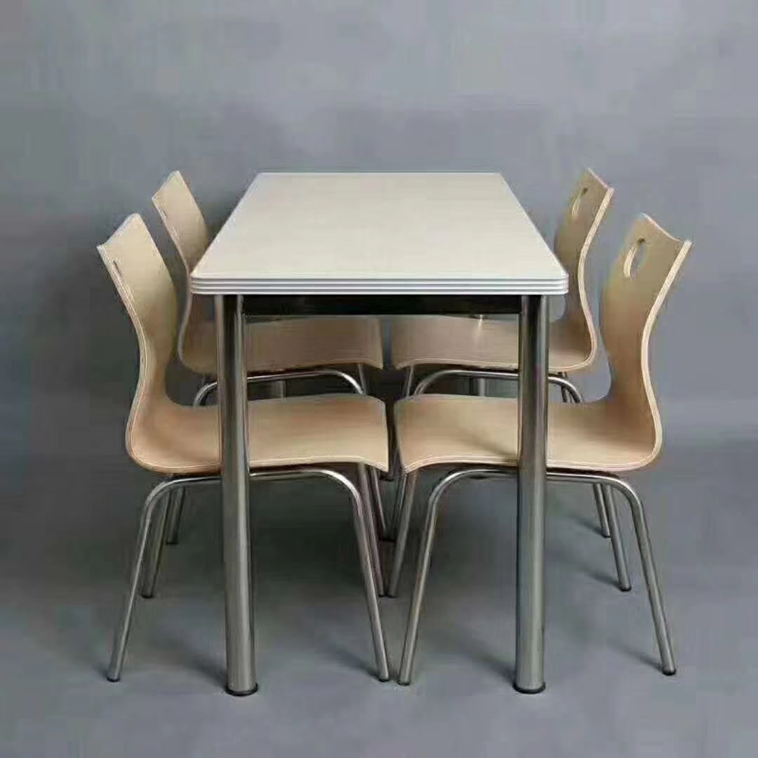 学校食堂餐桌椅组合不锈钢连体快餐桌椅