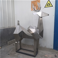 不锈钢鹿雕塑，拉丝不锈钢小鹿摆件