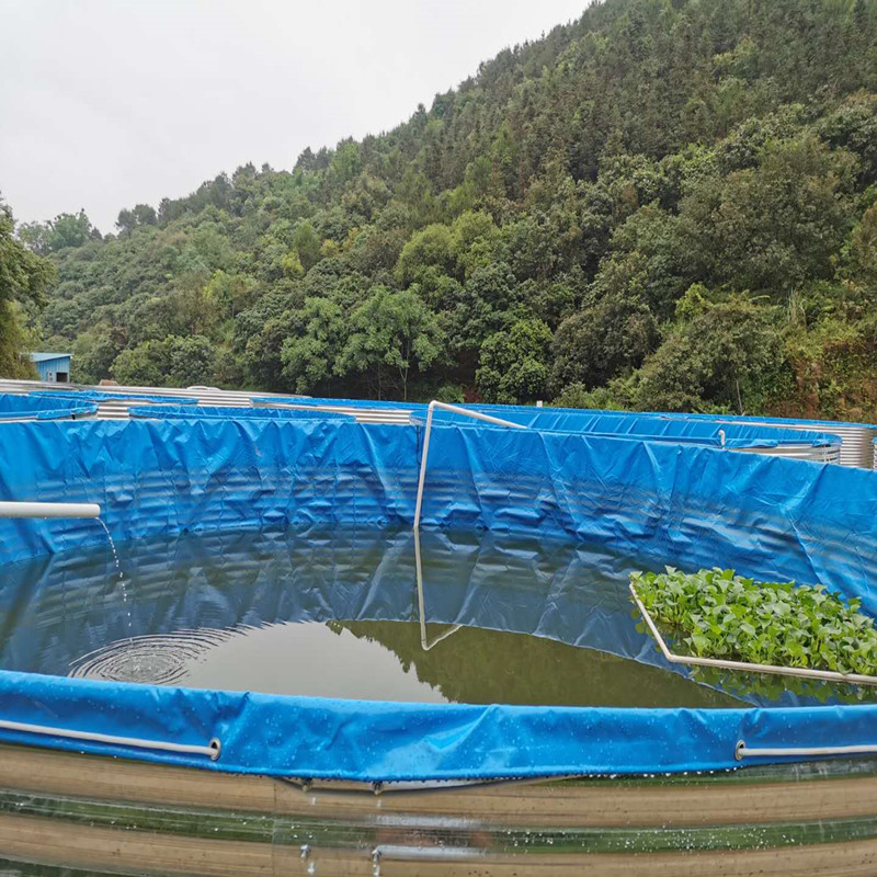 圆形镀锌板支架帆布水池高密度养鱼养虾帆布池鱼池