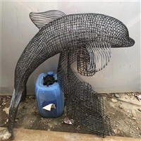 不锈钢镂空海豚雕塑 钢丝编织海豚雕塑