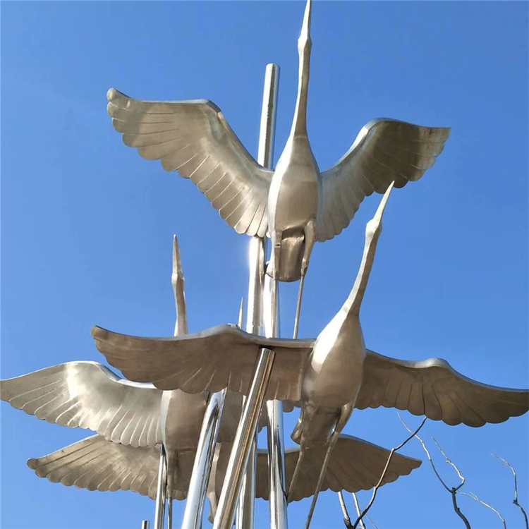 不锈钢大雁雕塑 大雁南飞主题雕塑