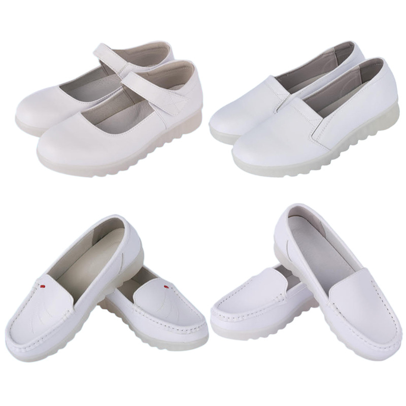 定制真皮医生鞋护士鞋白色女款