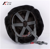 科力达品牌安全帽_仿羊剪绒安全帽_卷沿黑色安全帽_防寒安全帽