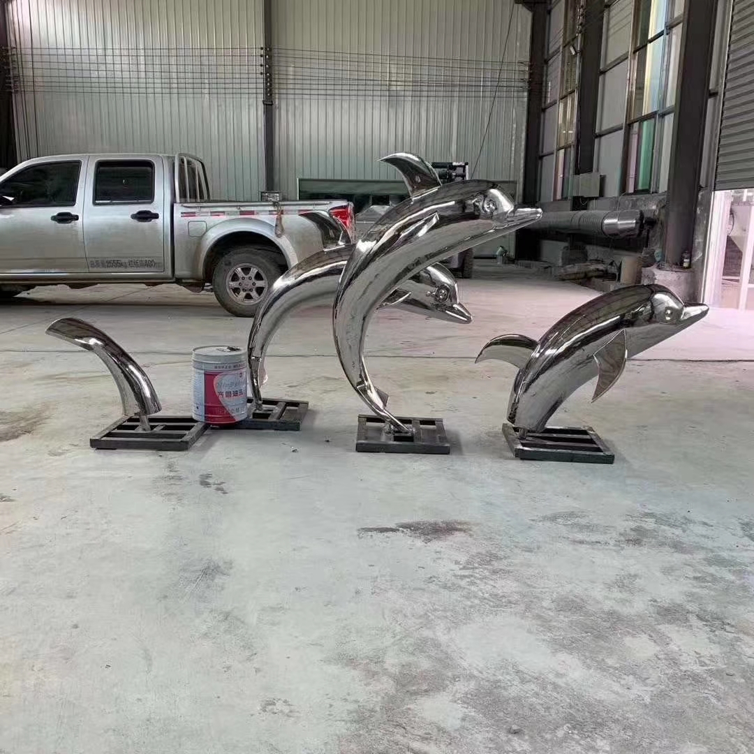 镜面不锈钢海豚雕塑 美轮美奂