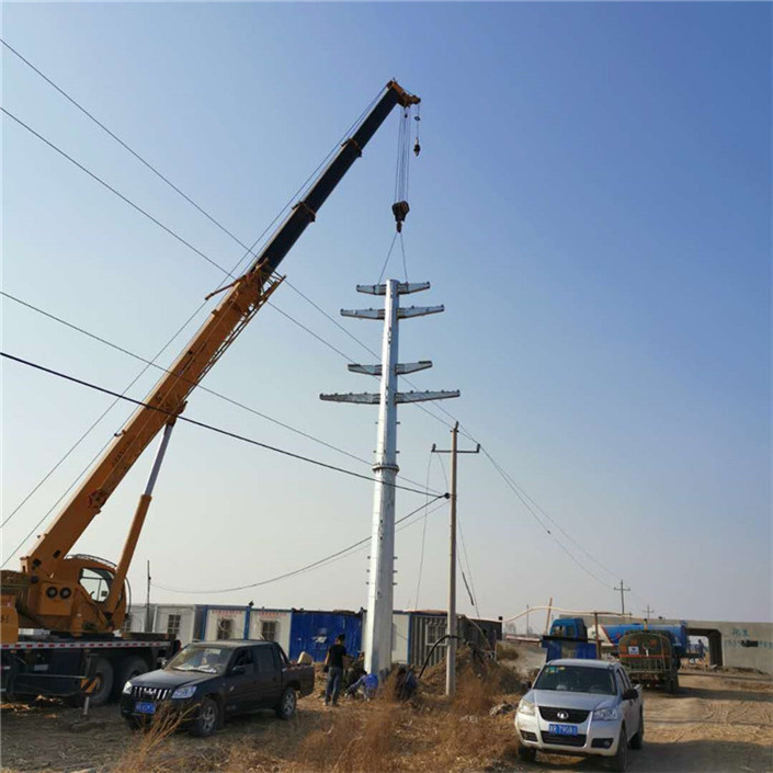 淄博地区多回路电线杆钢杆10kv架空线路直线杆