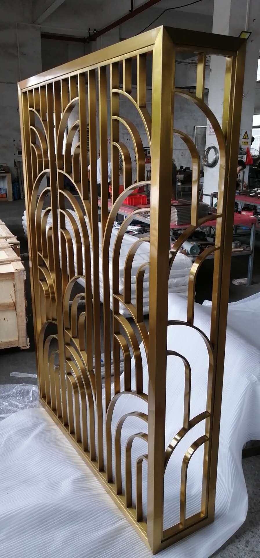 抗指纹不锈钢 钛金色弧形不锈钢屏风 厂价定制