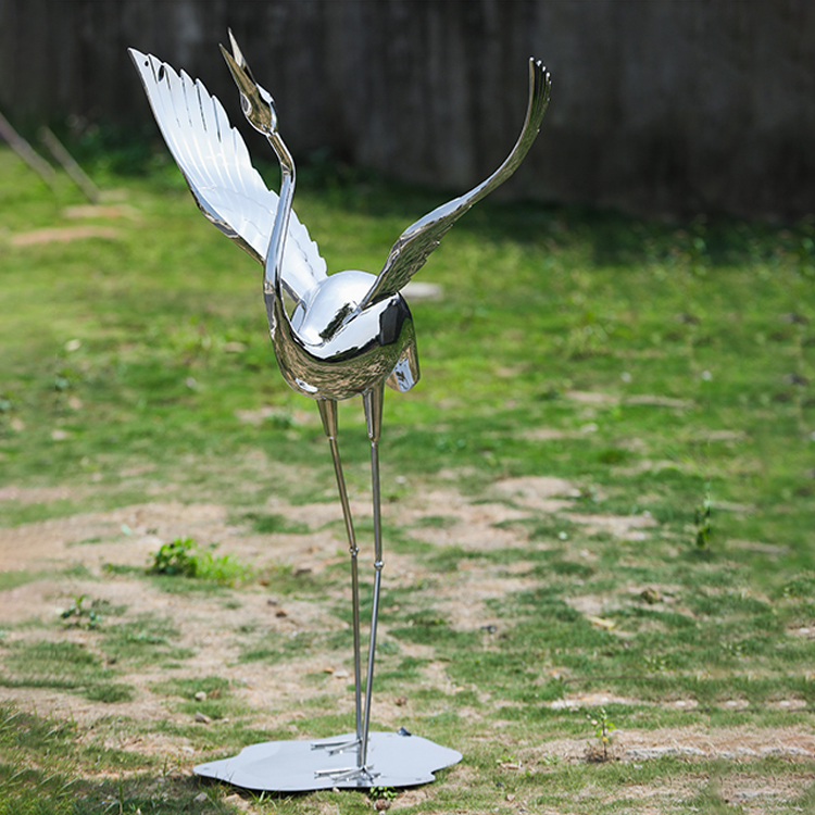 公园景观不锈钢鹤雕塑