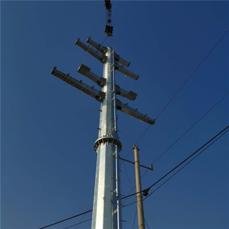 电力绝缘塔架杆 分支钢管杆 15米电力钢管杆基础 
