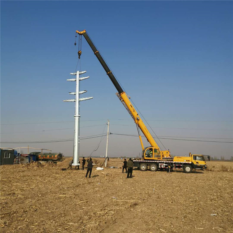  廠家供應110kv直線輸電鋼桿 21米110kv電力鋼桿 基礎打樁