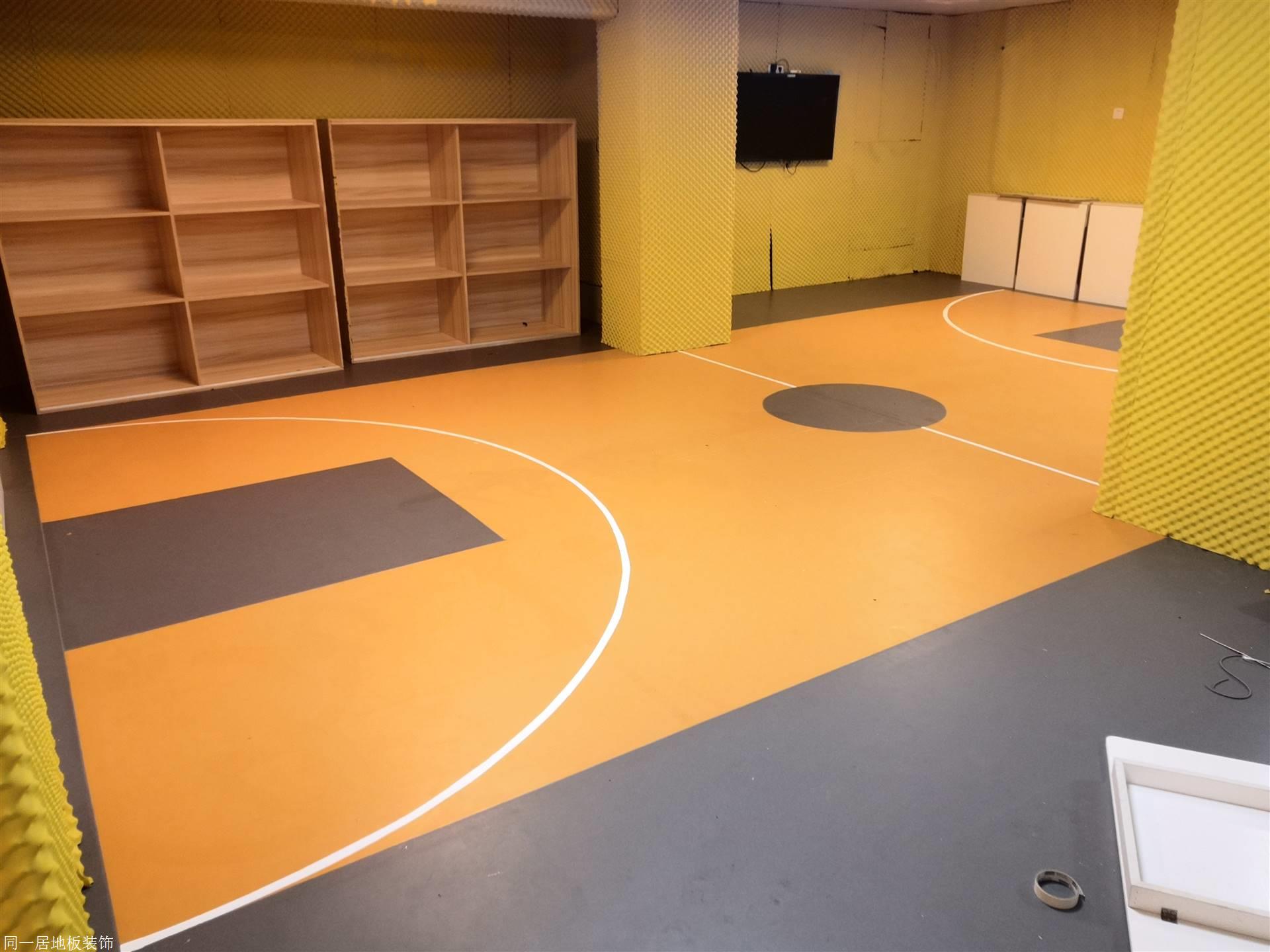 少儿培训机构迷你篮球场pvc运动地板工程案例效果图