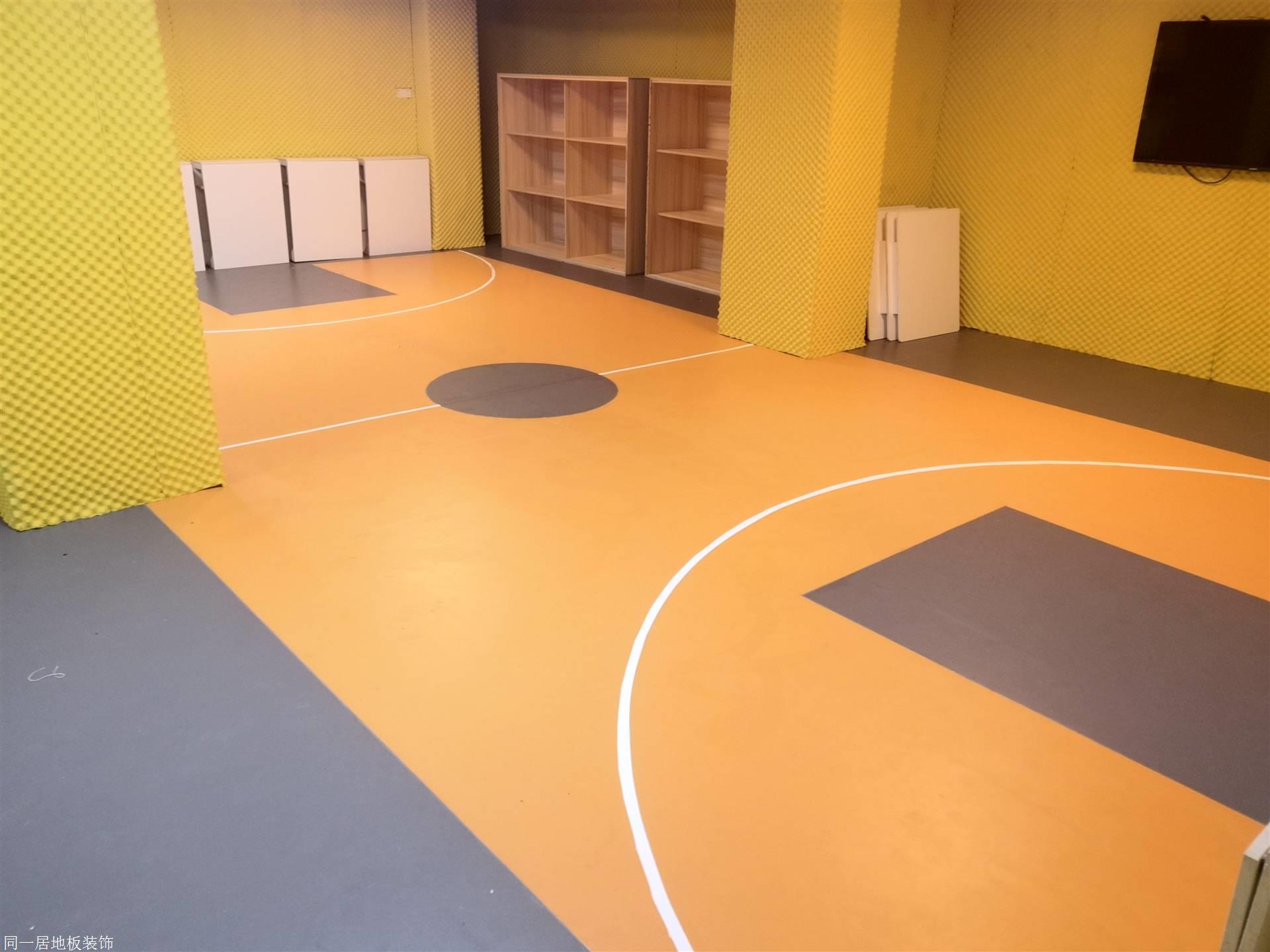 少儿培训机构迷你篮球场pvc运动地板工程案例效果图