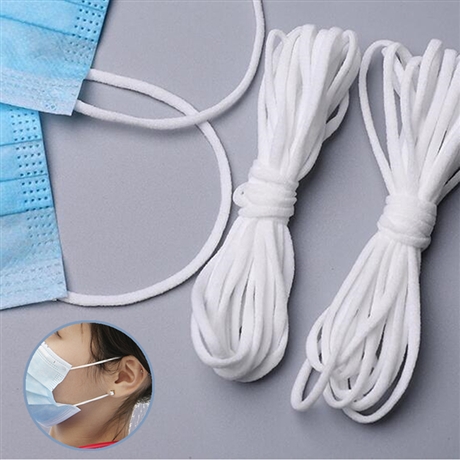 厂家现货5mm弹力口罩绳环保松紧口罩耳带白油芯绳织带