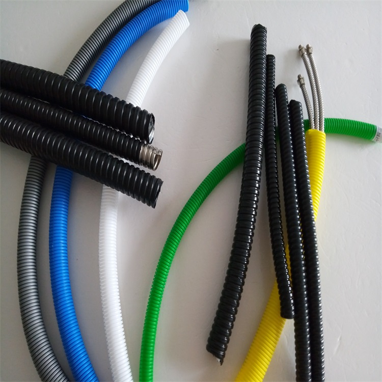 福莱通Φ6防水pvc包塑蛇皮管接头304耐火阻燃包塑软管黑色灰色