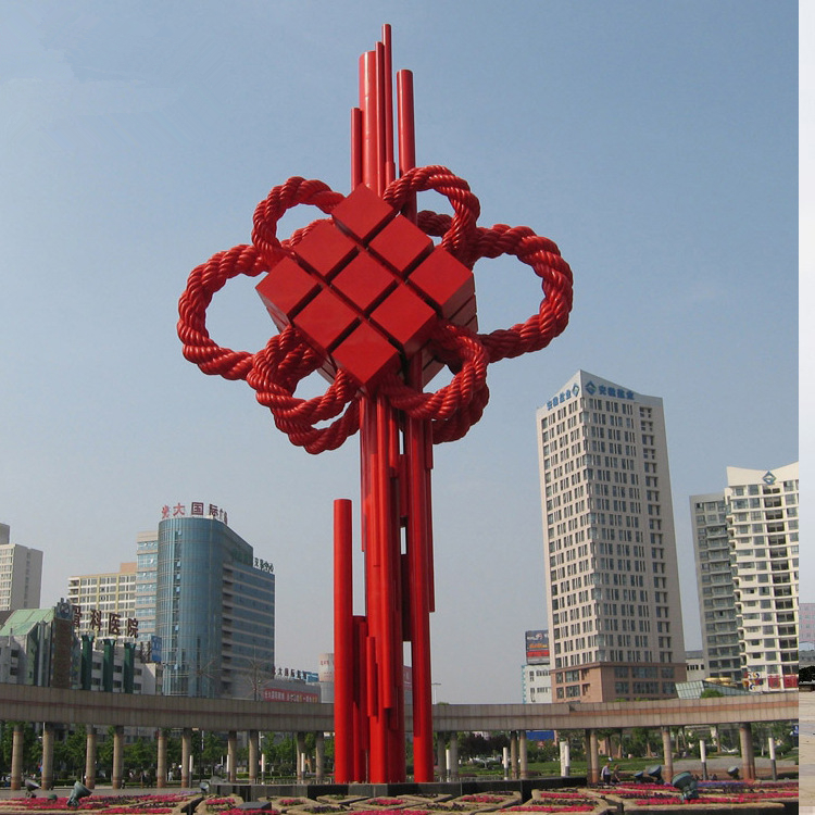 不锈钢中国结雕塑 大红中国结不锈钢雕塑