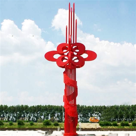 不锈钢中国结雕塑，广场中国结主题不锈钢雕塑