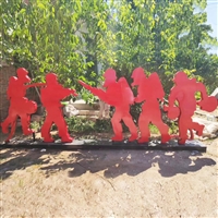 消防剪影雕塑，不锈钢消防员雕塑