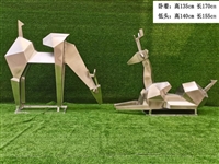 不锈钢拉丝鹿雕塑 几何切面鹿雕塑 不锈钢雕塑抽象鹿