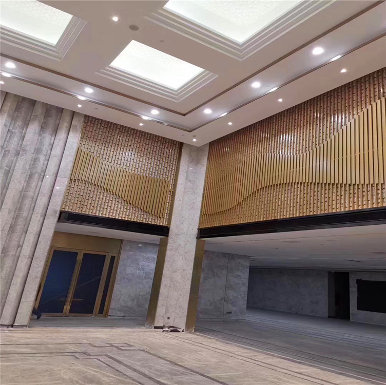 办公室墙身造型弧形铝方通装饰