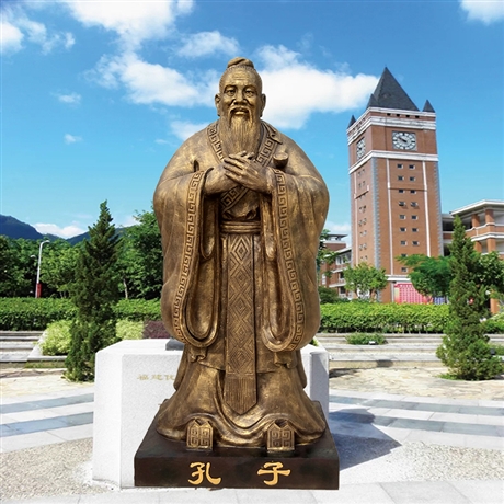 玻璃钢孔子雕塑 玻璃钢仿铜古代名人雕塑
