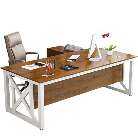 乐从单人总裁桌钢架班台带侧柜