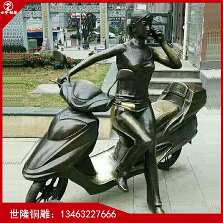 户外骑车人物铜雕塑 景观广场铜人物摆件 创意抽象铸铜摆件