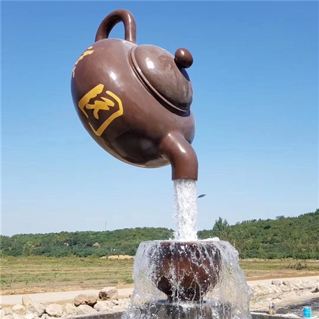 天壶制作厂家，悬空流水茶壶雕塑