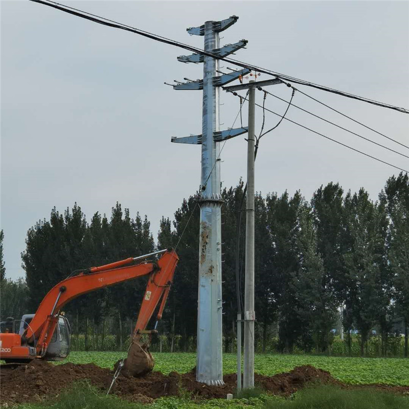 益明10kv电力钢杆热镀锌钢管杆价格高压直线杆打桩