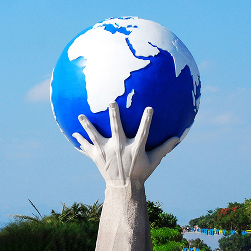手托地球不锈钢雕塑