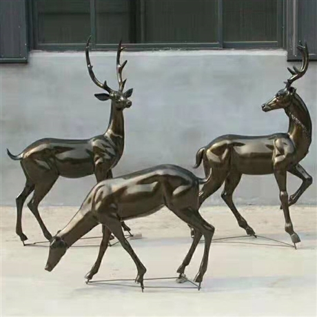 玻璃钢鹿雕塑 仿铜鹿雕塑