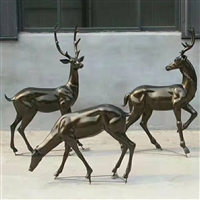 玻璃钢鹿雕塑 仿铜鹿雕塑