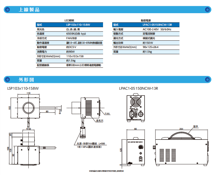 日本AITEC SYSTEMLM艾泰克LSP103x110-158W+LPAC1-05150NCW-13R