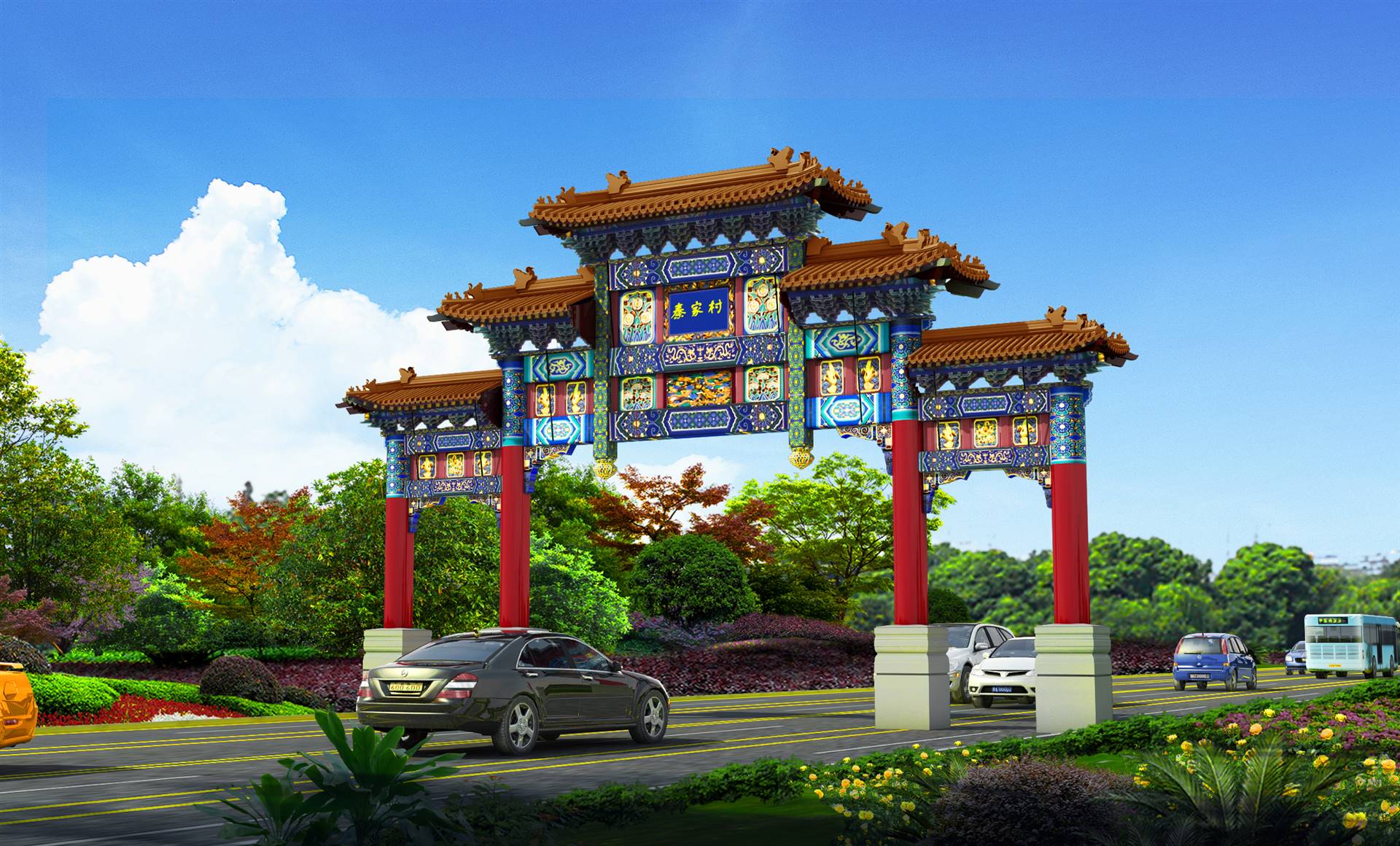 厂家承接古建牌坊 仿古门楼 农村入口牌楼