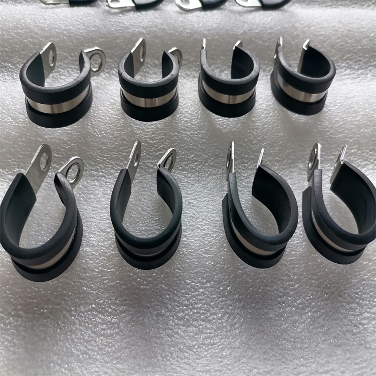 批发连云港304金属包胶卡箍 包胶电缆紧固夹 连胶条卡箍单管夹片